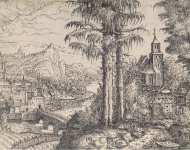 Lautensack Hans Sebald View of the Town along the River with a Church on the Right Bank  - Hermitage